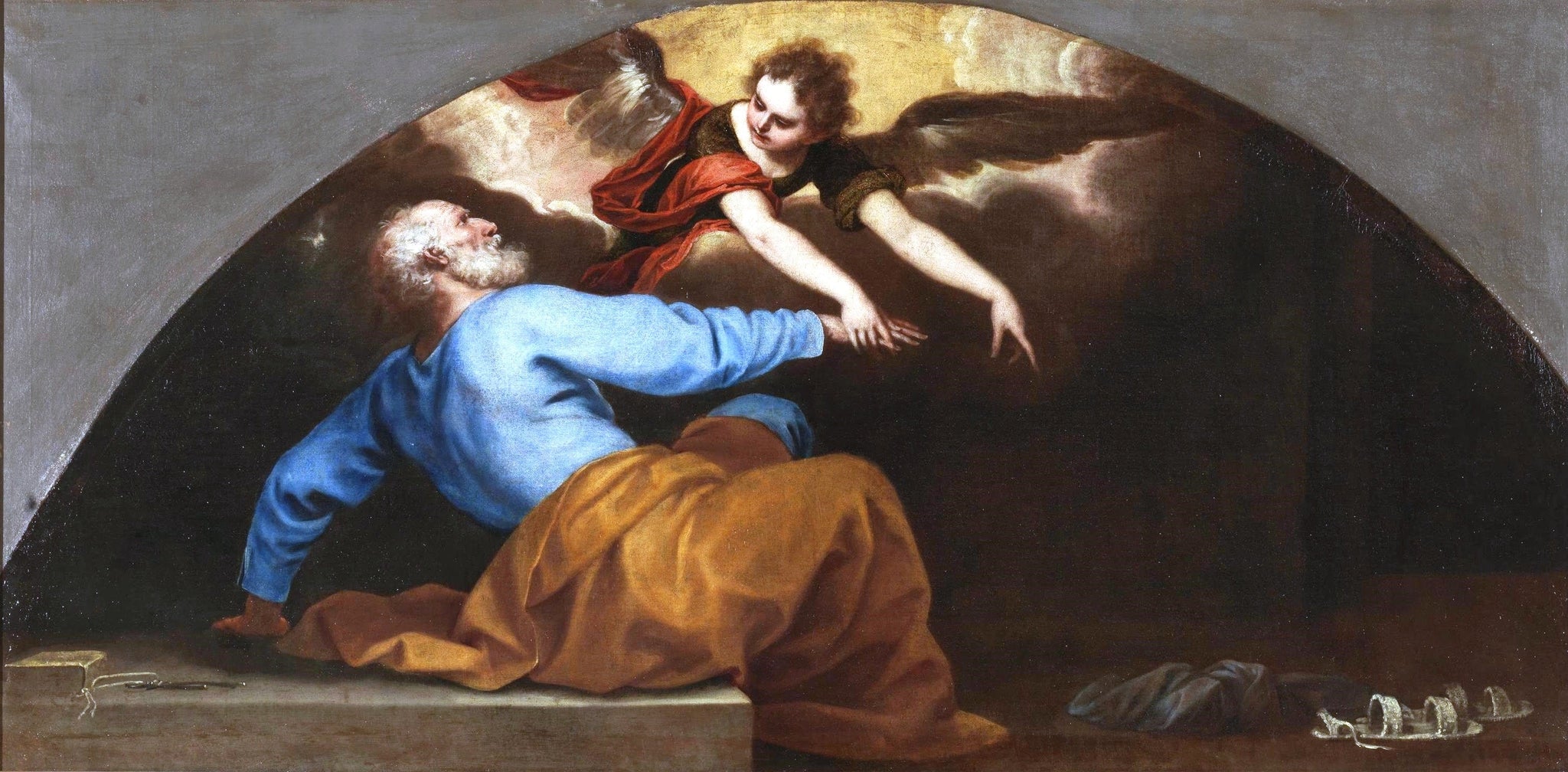 Saint Pierre libéré par un Ange - Alonso Cano image 1 copie de tableau peinte à la main
