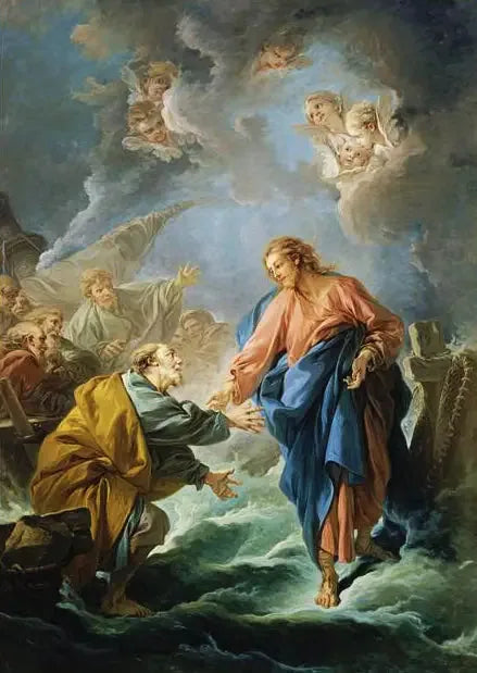 Saint Pierre marchant sur les eaux - François Boucher image 1 copie peinte à la main à l’huile