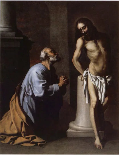 Saint Pierre pénitent devant le Christ à la colonne - Francisco de Zurbarán image 1 reproduction réalisée par Alpha Reproduction