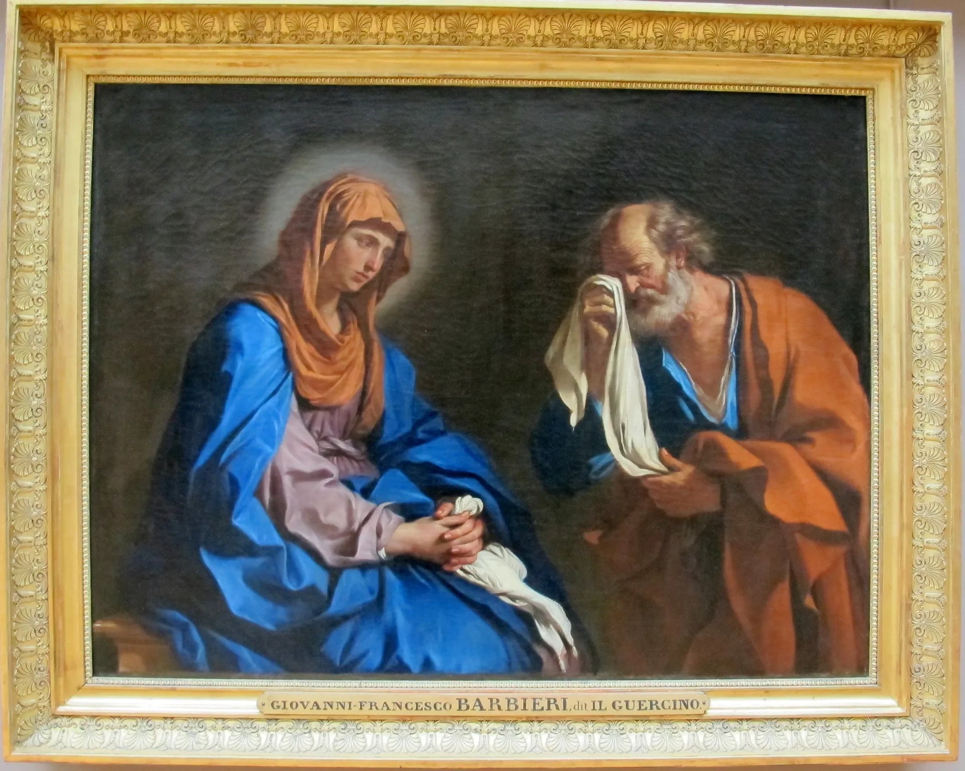 Saint Pierre pleurant devant la Vierge - Guercino image 1 reproduction de peinture à l’huile