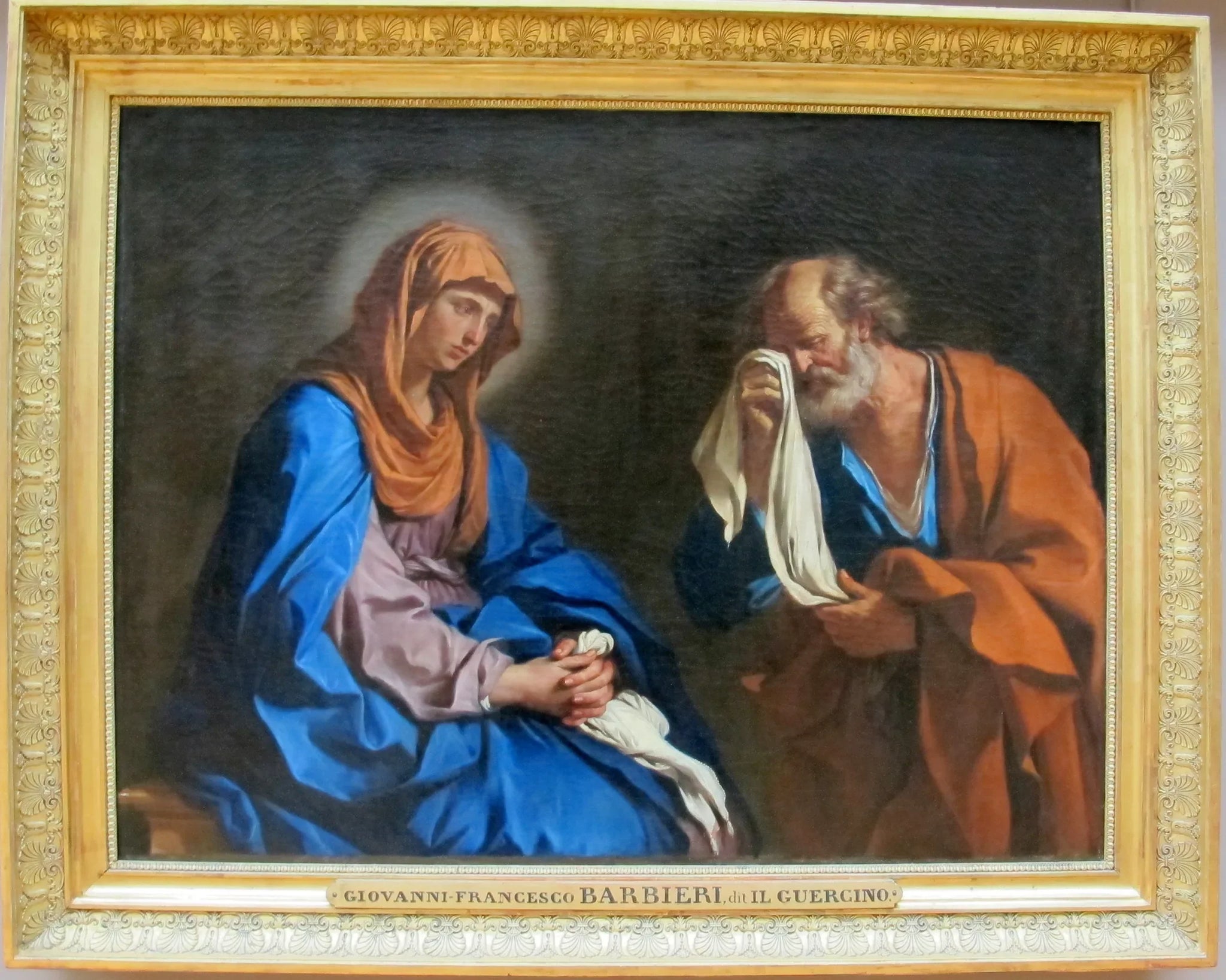 Saint Pierre pleurant devant la Vierge - Guercino image 1 reproduction de peinture à l’huile