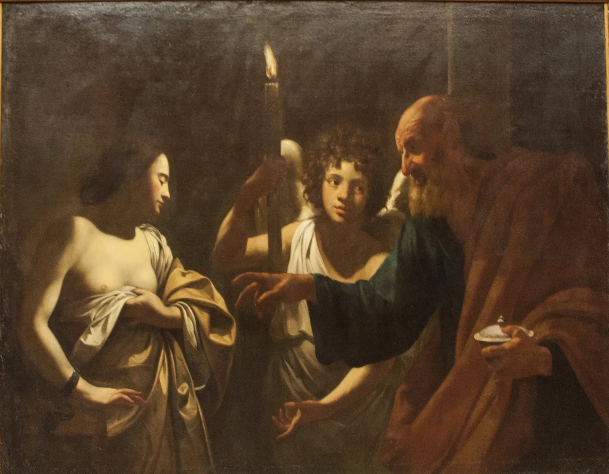 Saint Pierre visitant sainte Agathe emprisonnée - Simon Vouet image 1 tableau peint à l’huile sur toile