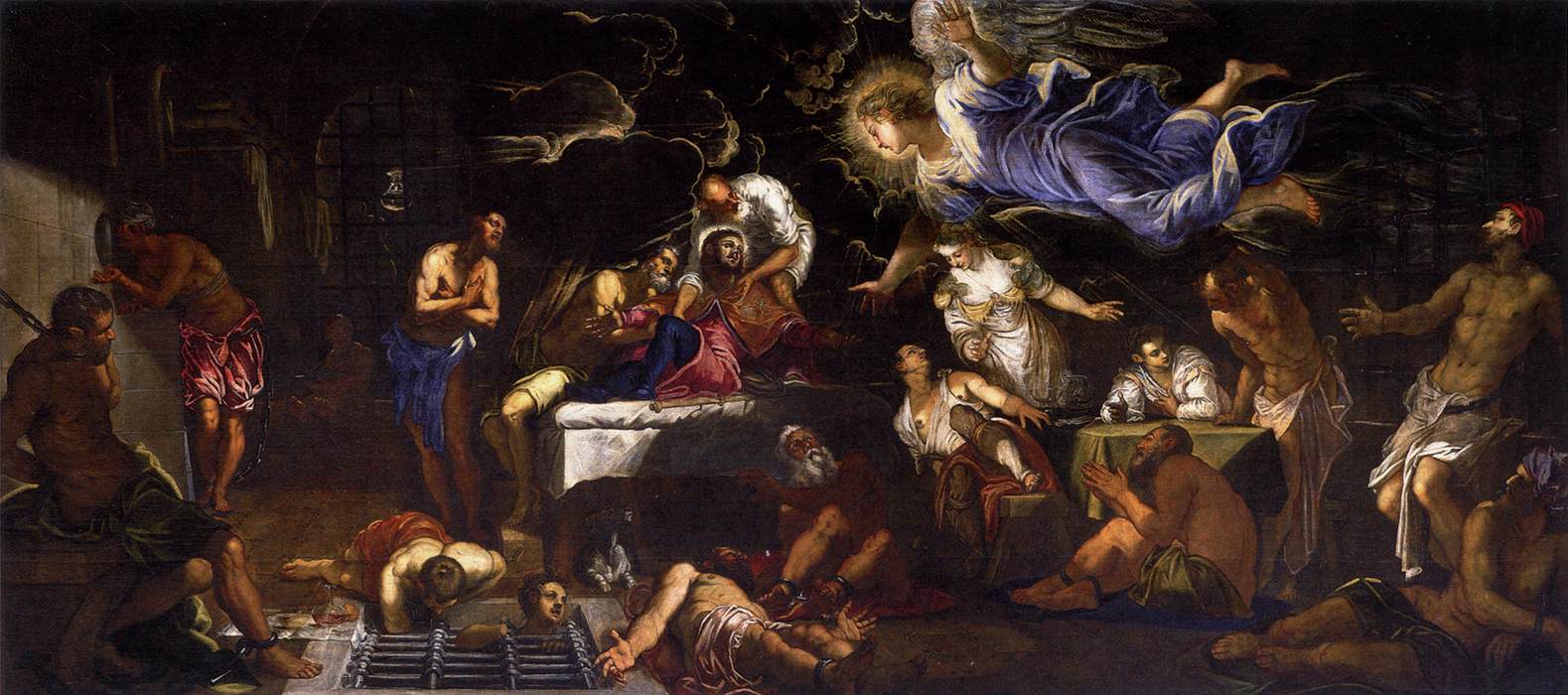 Saint Roch en prison visité par un ange - Jacopo Tintoretto image 1 tableau peint à l’huile sur toile
