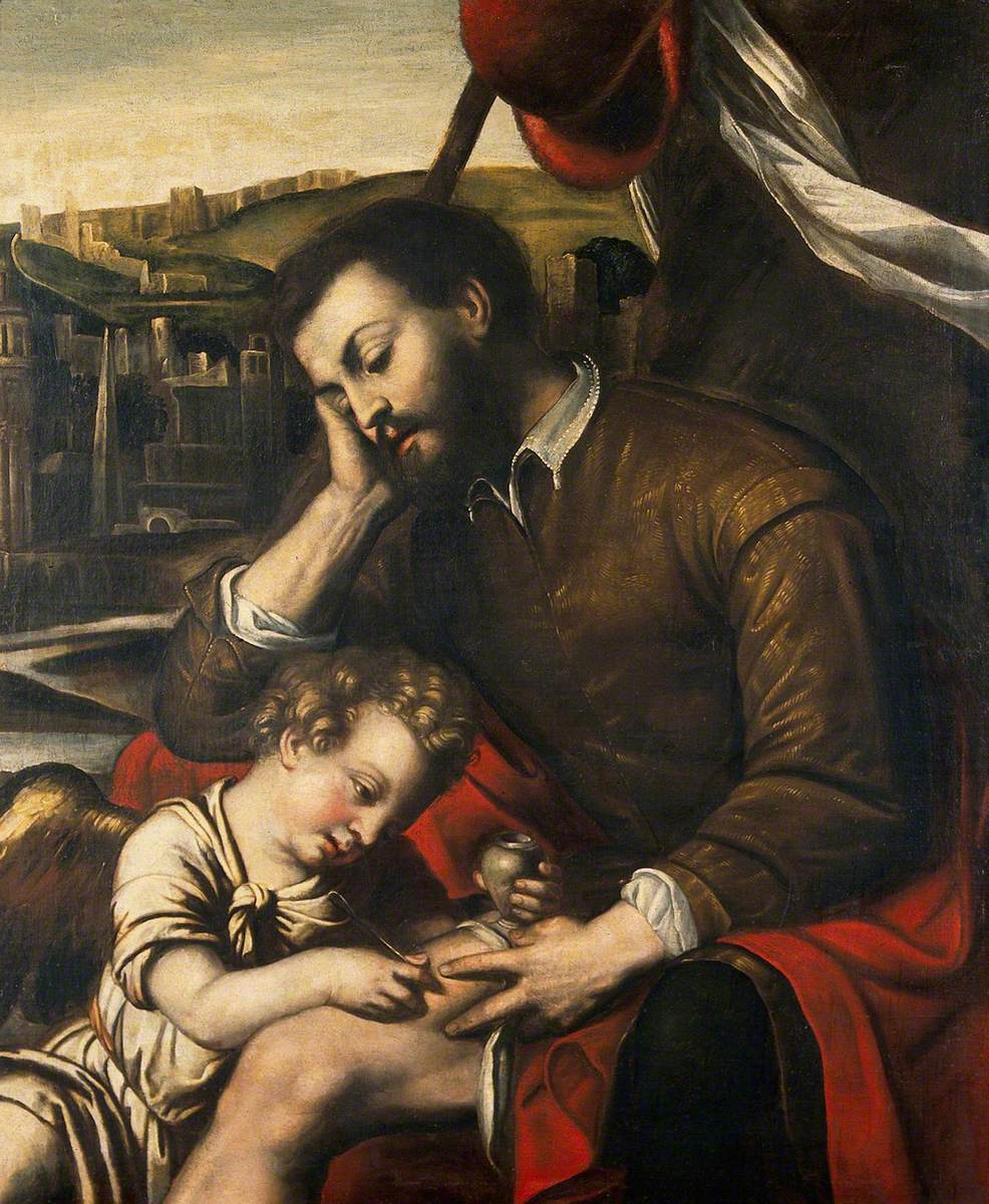 Saint Roch et l'Ange - Alessandro Bonvicino image 1 tableau peint à l’huile sur toile