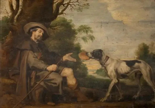 Saint Roch nourri par un chien (retable de Saint Roch) - Peter Paul Rubens image 1 reproduction artisanale de tableau