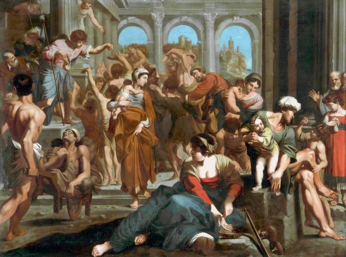 Saint Roche distribuant l'aumône - Annibale Carracci image 1 copie peinte à la main à l’huile
