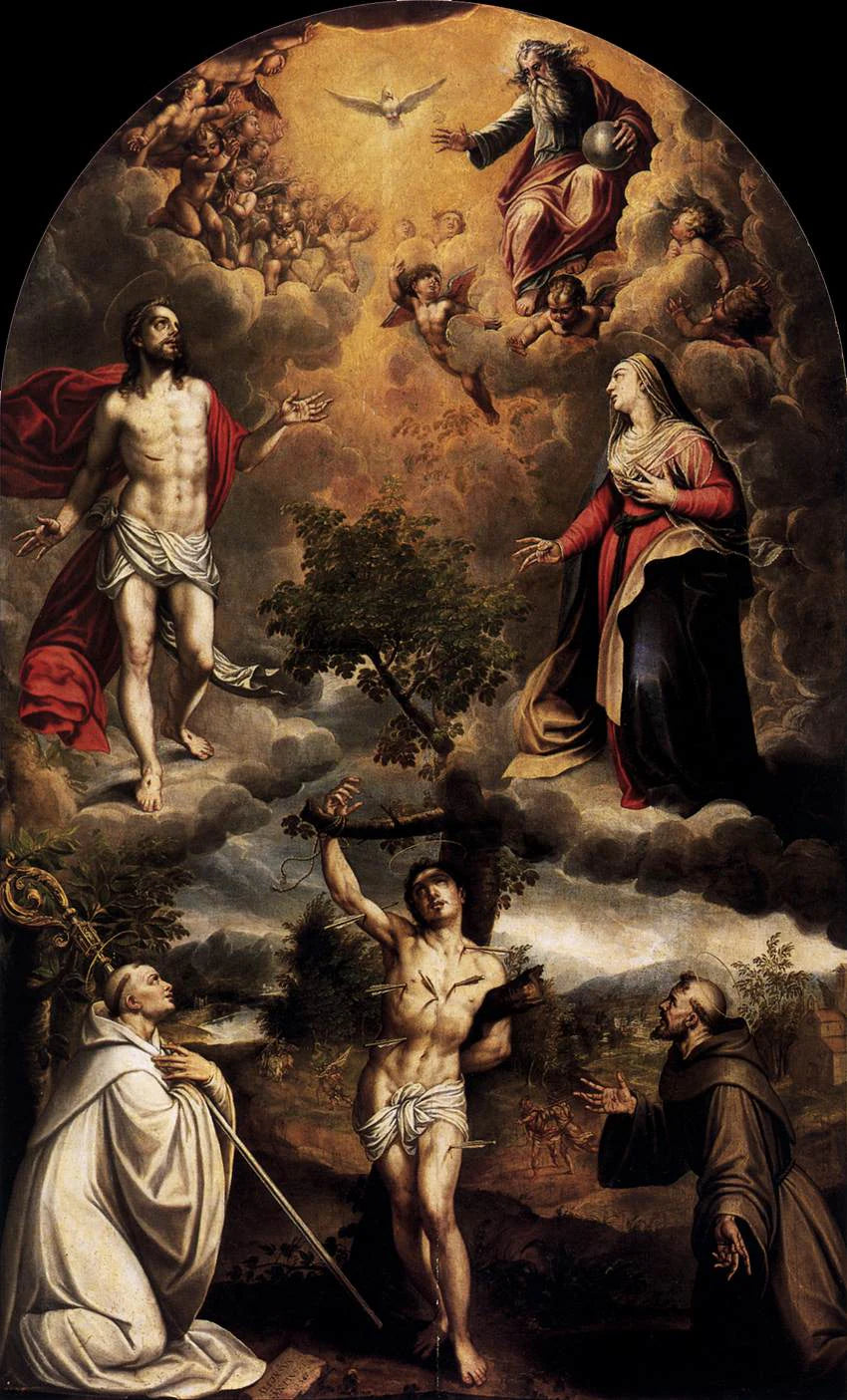 Saint-Sébastien entre San Bernardo et San Francisco - Alonso Sánchez Coello