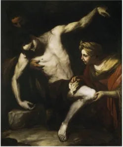 Saint Sébastien protégé par Sainte Irène - Luca Giordano image 1 reproduction artisanale de tableau