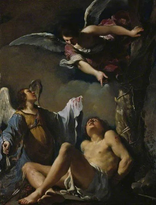 Saint Sébastien secouru par deux anges - Guercino image 1 reproduction réalisée par Alpha Reproduction