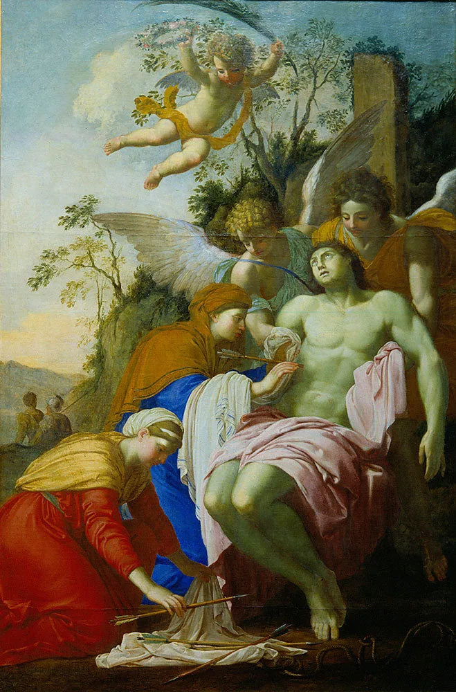 Saint Sébastien secouru par Irène - Eustache Le Sueur image 1 copie peinte à la main à l’huile
