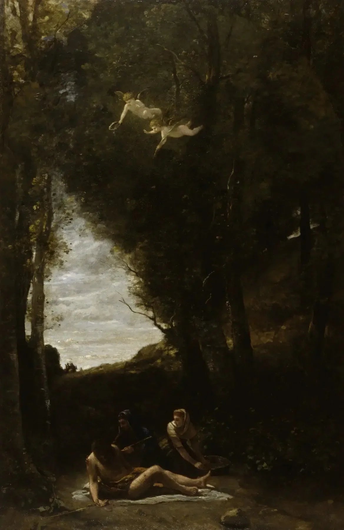 Saint Sébastien secouru par les Saintes Femmes - Jean-Baptiste Camille Corot image 1 reproduction artisanale de tableau