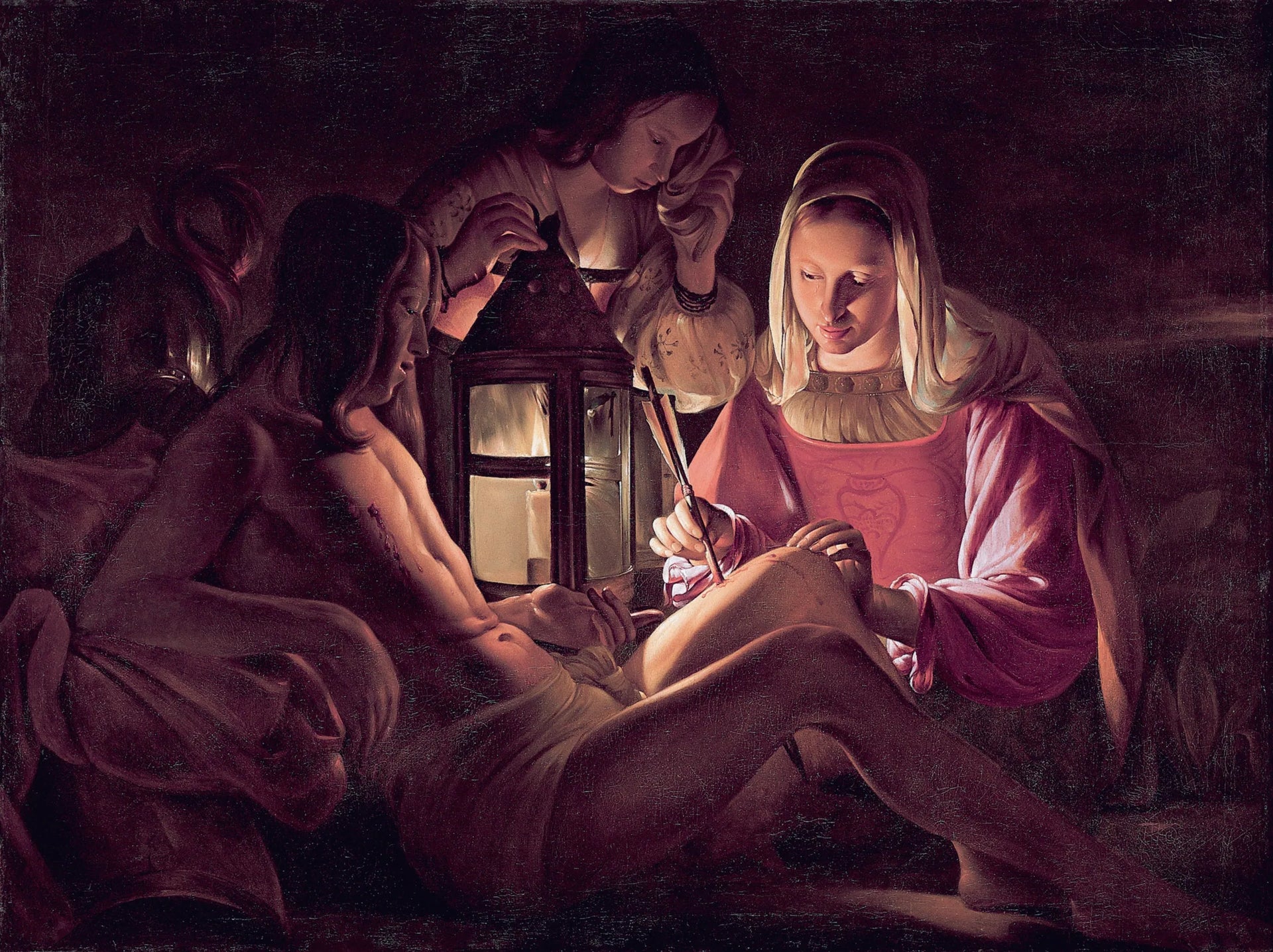 Saint Sébastien soigné par Irène - Georges de La Tour image 1 tableau peint à l’huile sur toile