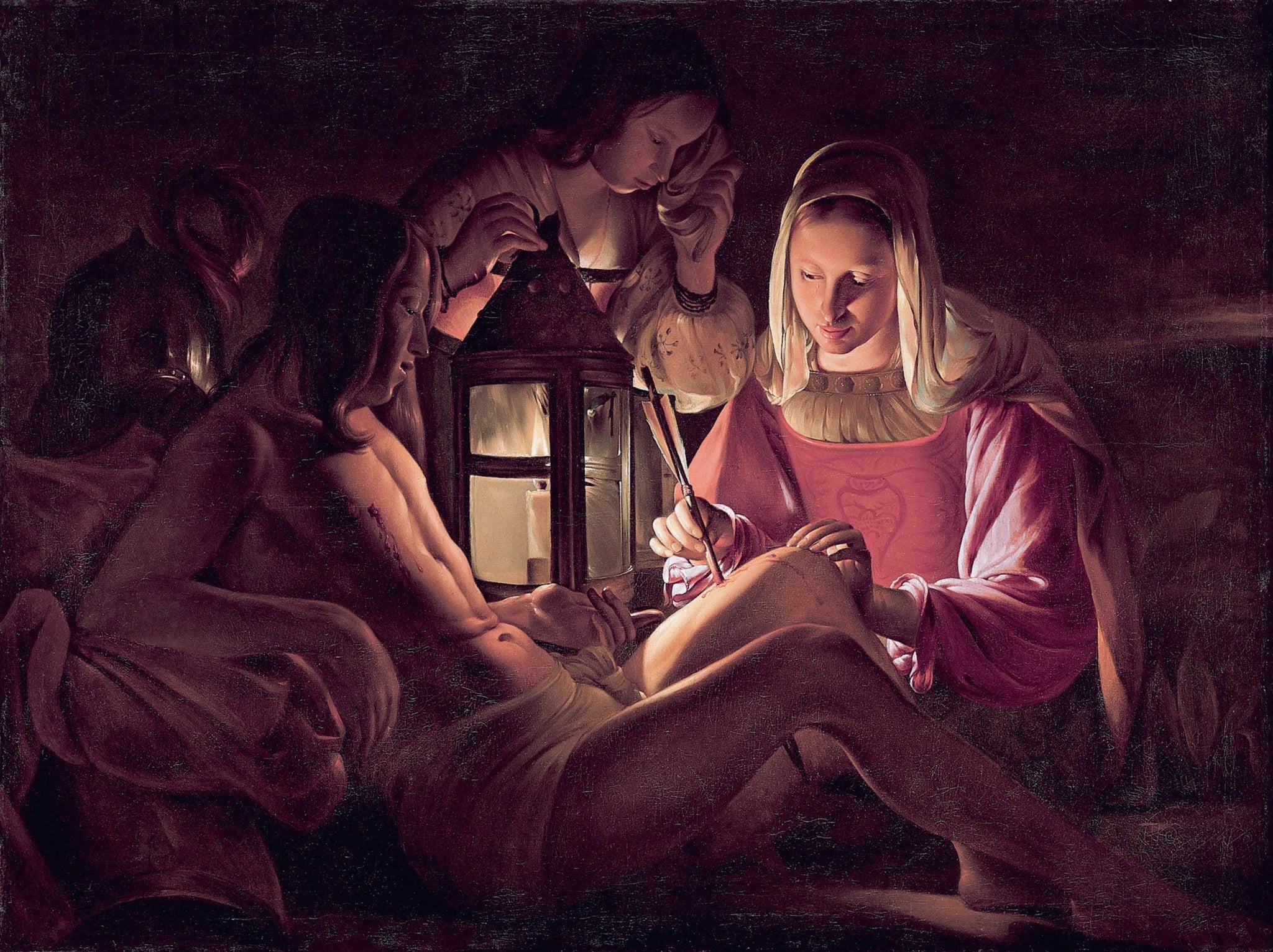 Saint Sébastien soigné par Irène - Georges de La Tour image 1 tableau peint à l’huile sur toile