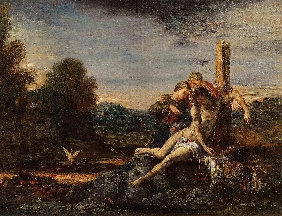 Saint Sébastien soigné par les saintes femmes - Gustave Moreau image 1 tableau peint à l’huile sur toile