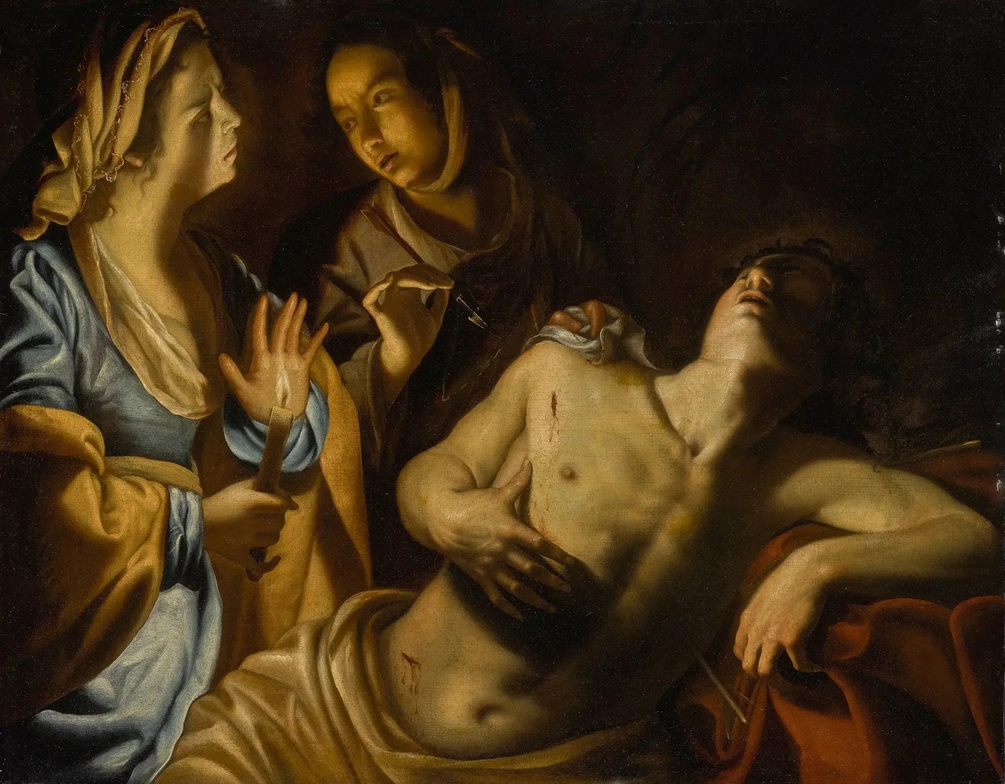 Saint Sébastien soigné par Sainte Irène - Artemisia Gentileschi image 1 copie de tableau peinte à la main