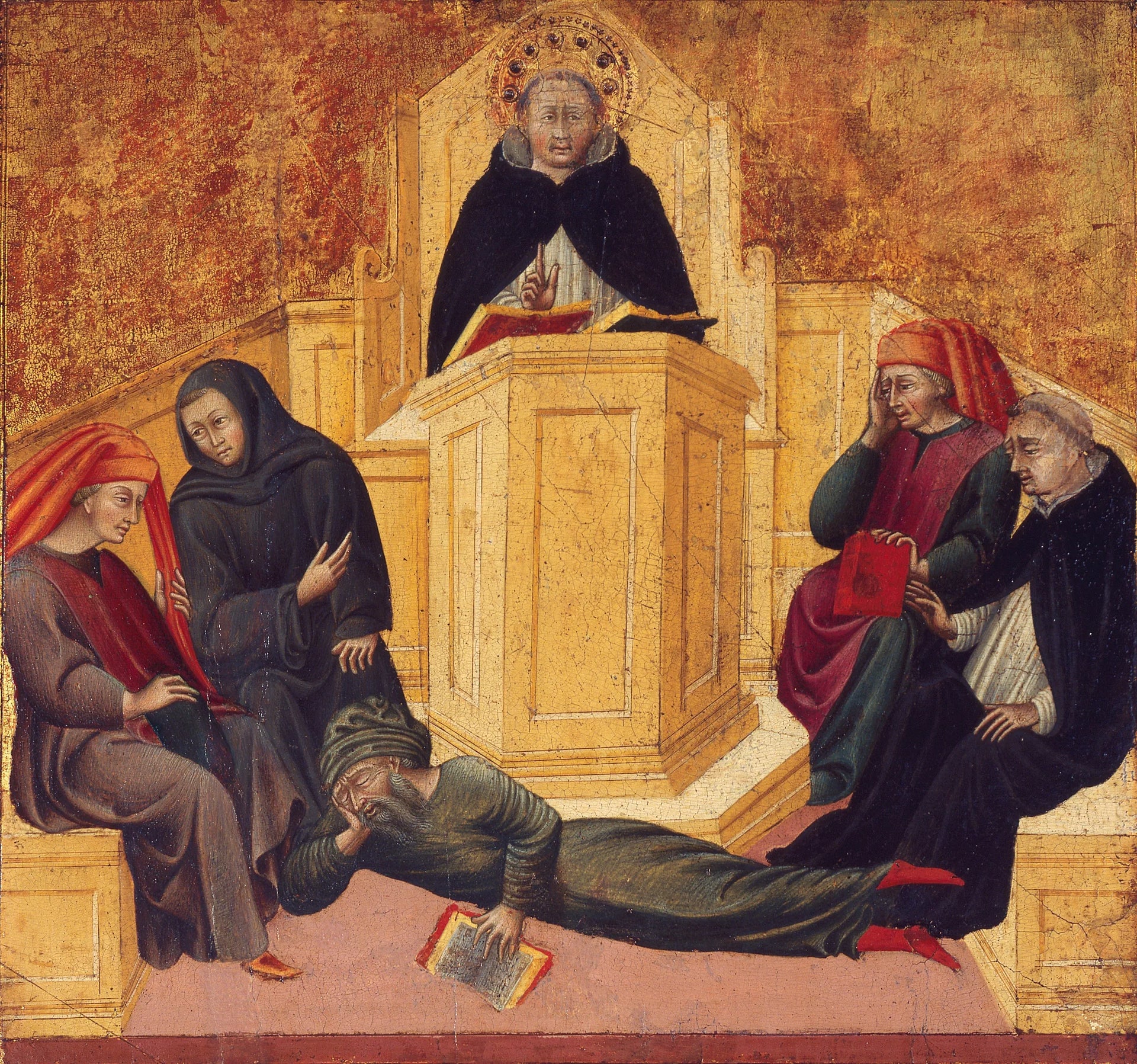Saint Thomas d'Aquin confondant Averroès - Giovanni di Paolo image 1 reproduction réalisée par Alpha Reproduction