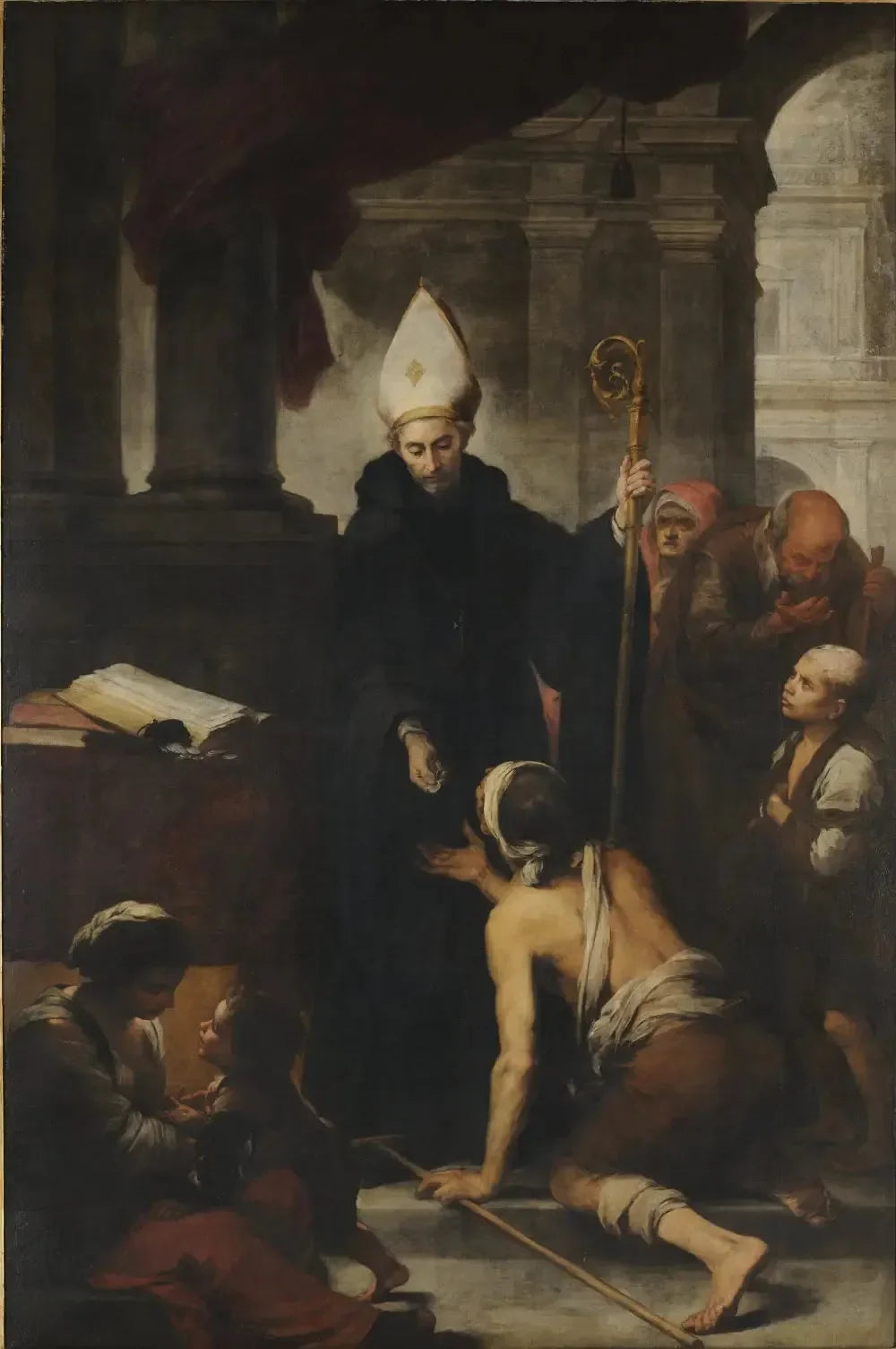Saint Thomas de Villanueva faisant l'aumône aux pauvres - Bartolomé Esteban Murillo image 1 tableau peint à l’huile sur toile