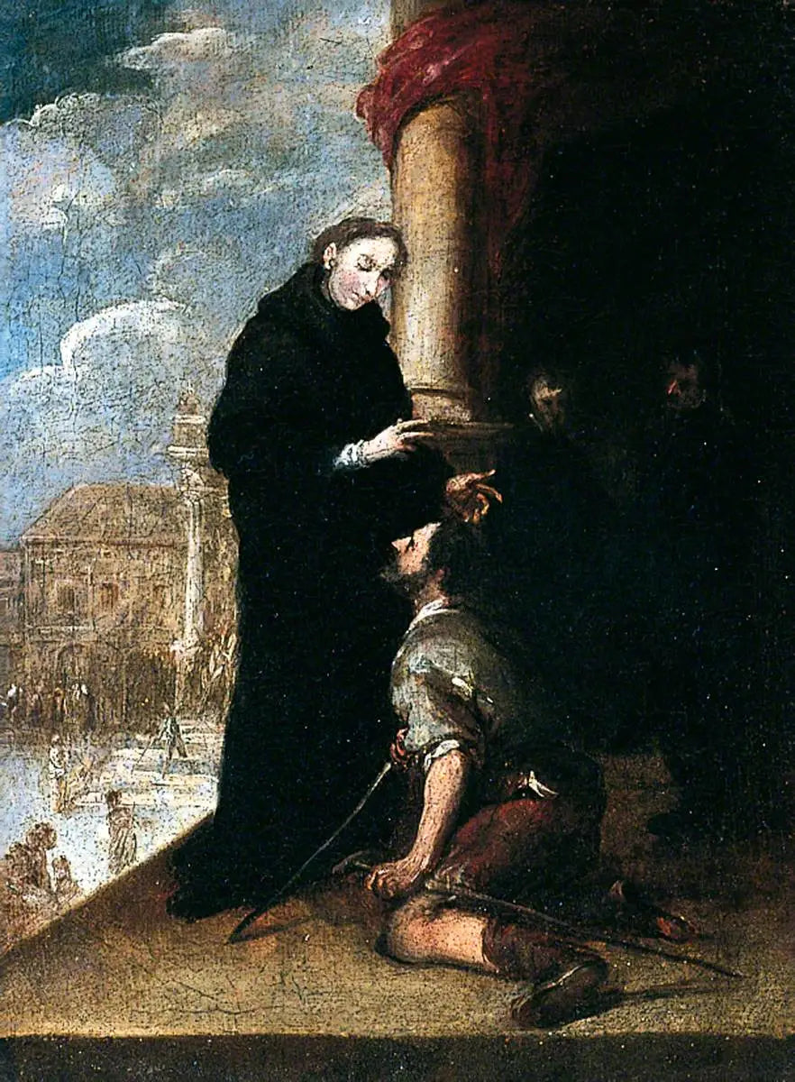 Saint Thomas de Villanueva guérissant un boiteux - Bartolomé Esteban Murillo image 1 reproduction de peinture à l’huile