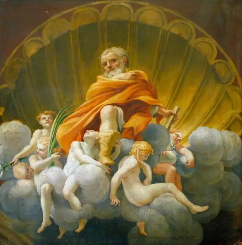 Saint Thomas entouré d'anges (copie de la fresque de la coupole de la cathédrale de Parme) - Antonio da Correggio image 1 reproduction d’œuvre d’art à l’huile
