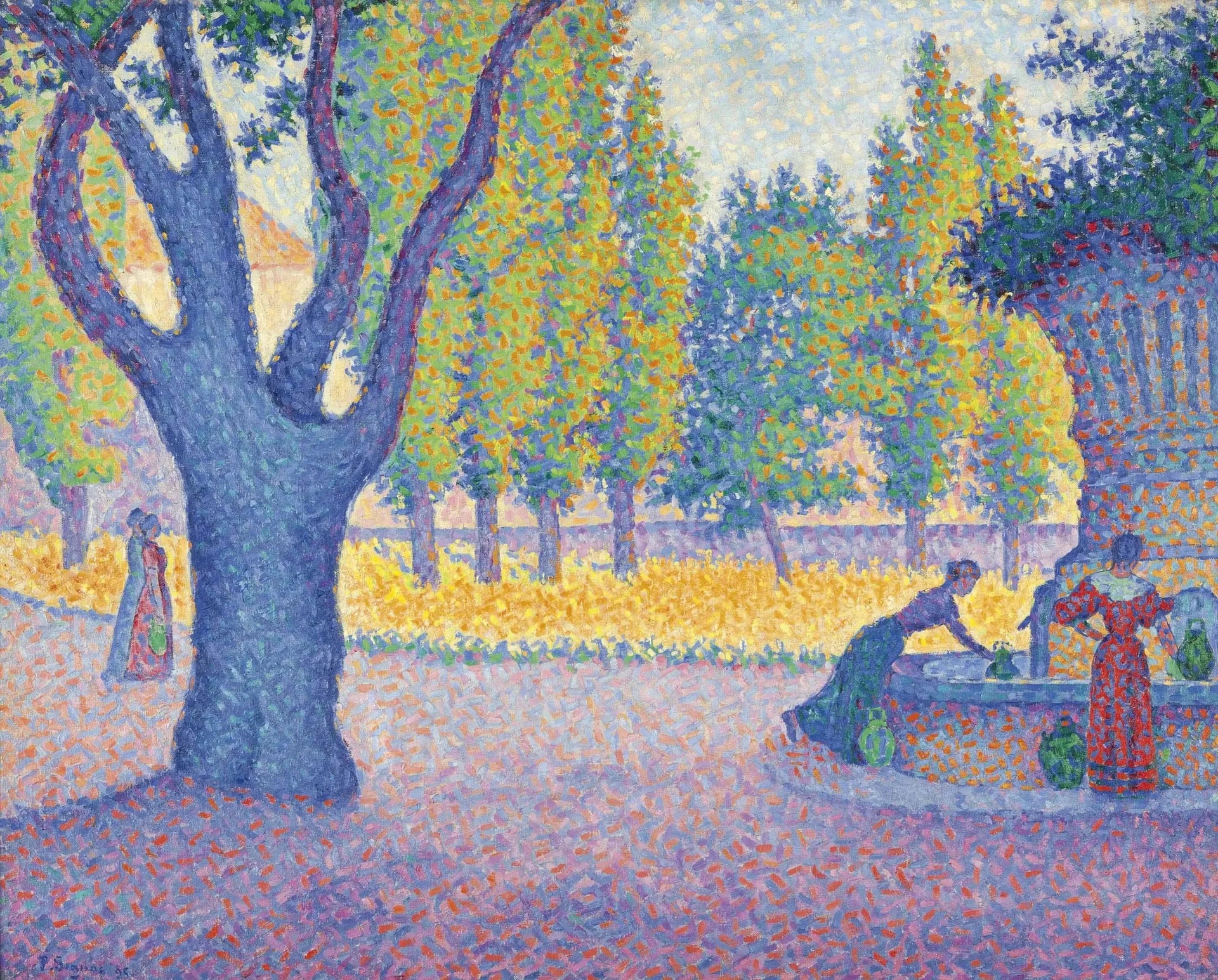 Saint-Tropez, fontaine des Lices - Paul Signac image 1 copie peinte à la main à l’huile