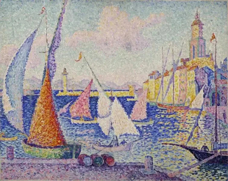 Saint-Tropez, le quai - Paul Signac image 1 copie de tableau peinte à la main