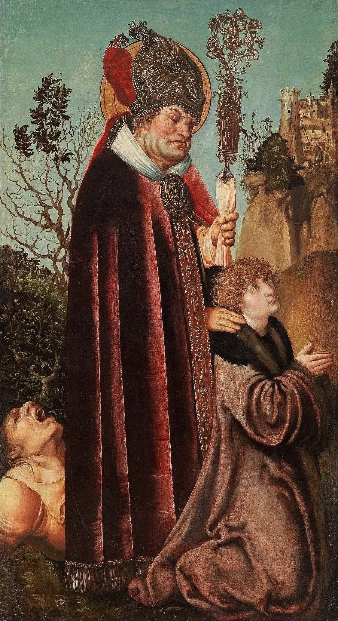 Saint Valentin et un donateur à genoux - Lucas Cranach the Elder image 1 reproduction artisanale de tableau