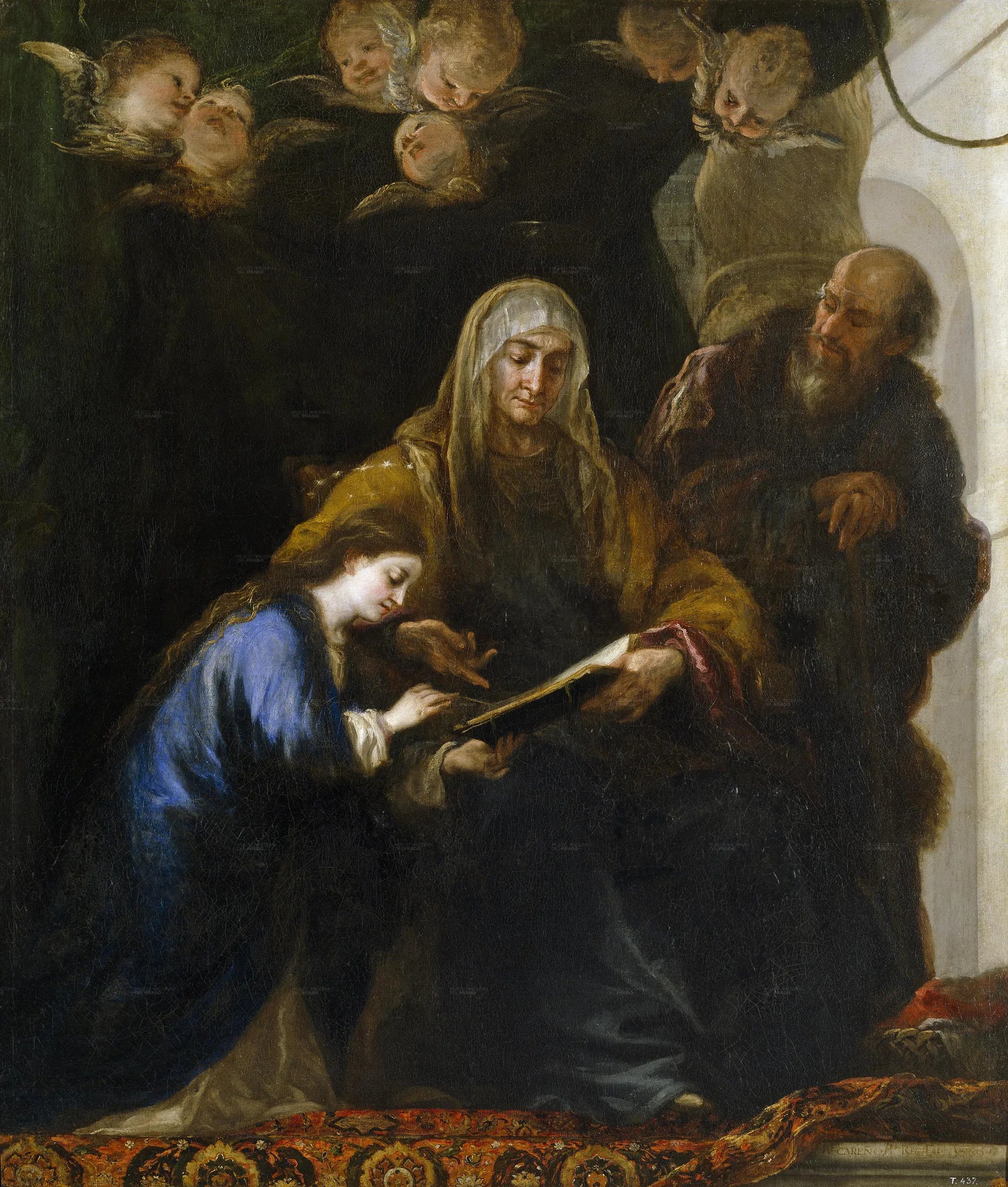 Sainte Anne apprend à lire à la Vierge Marie - Juan Carreño de Miranda image 1 copie de tableau peinte à la main