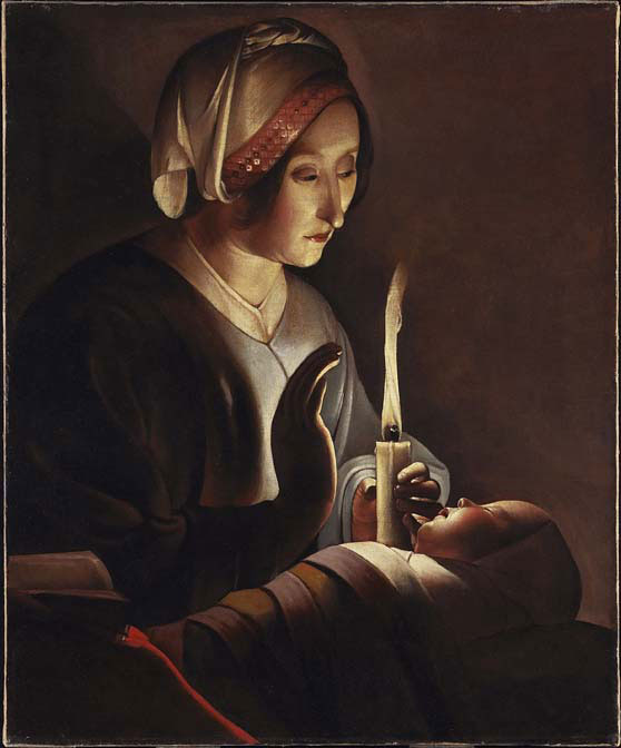 Sainte Anne avec l'Enfant Jésus - Georges de La Tour image 1 copie de tableau peinte à la main