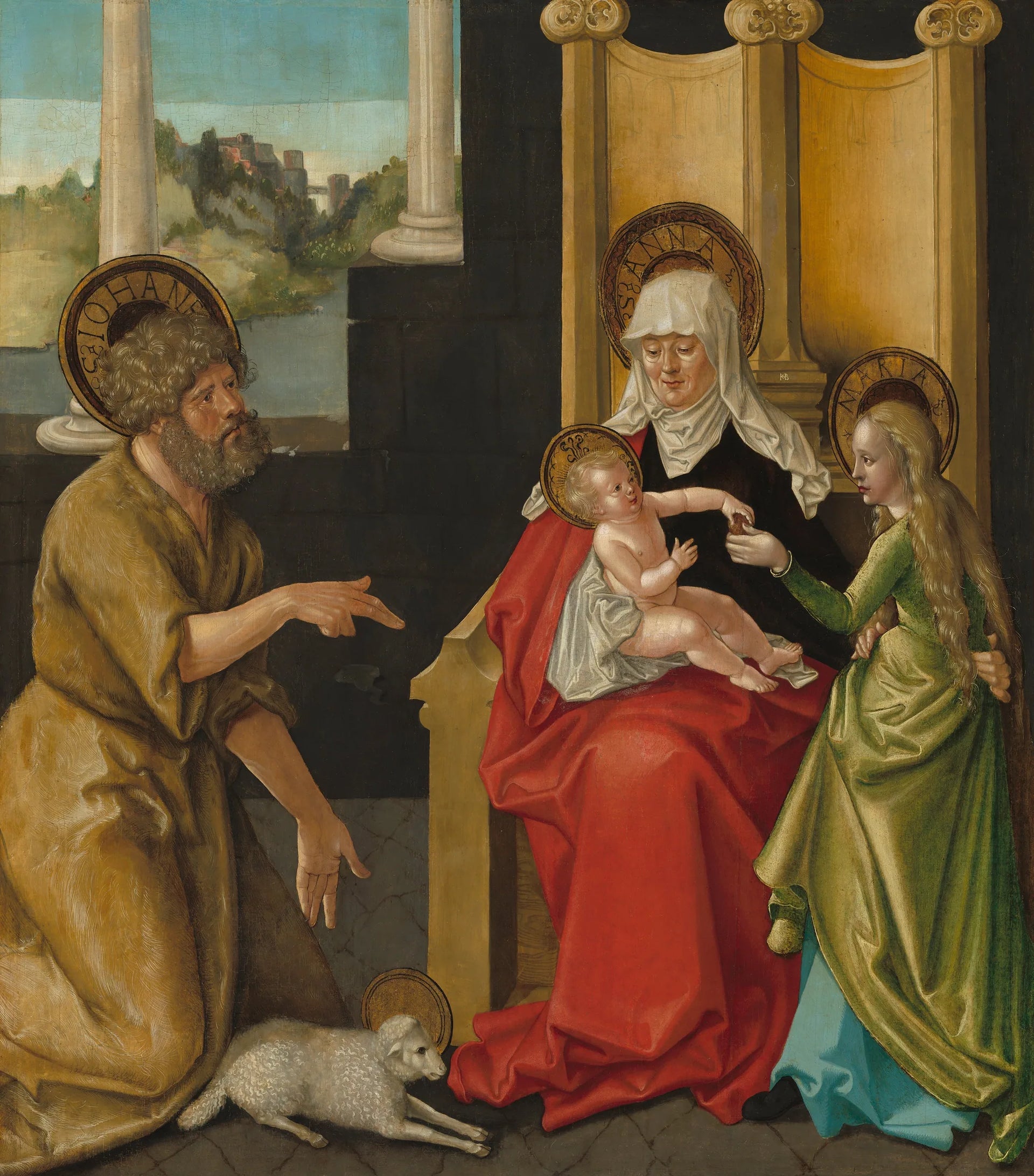 Sainte Anne avec l'Enfant Jésus, la Vierge et saint Jean-Baptiste - Hans Baldung Grien image 1 copie peinte à la main à l’huile