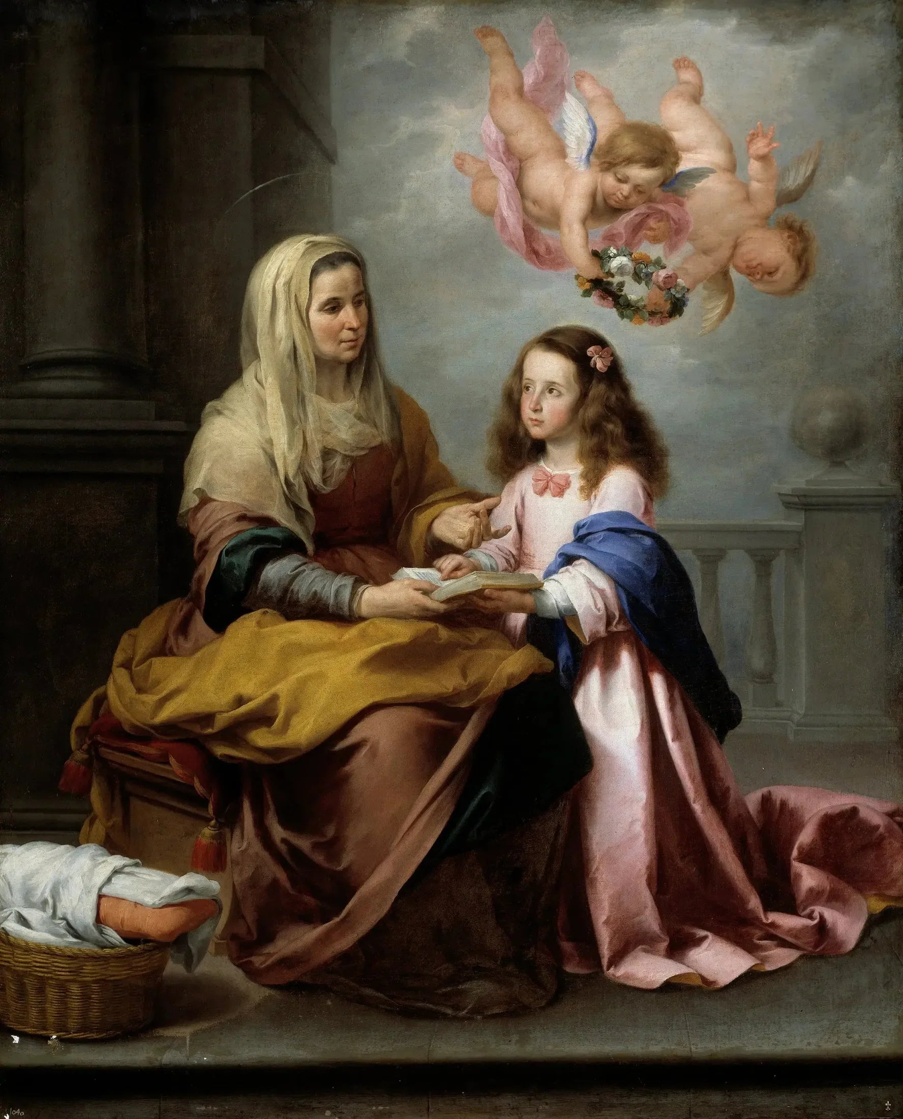 Sainte Anne enseigne la lecture à Marie - Bartolomé Esteban Murillo image 1 reproduction de peinture à l’huile
