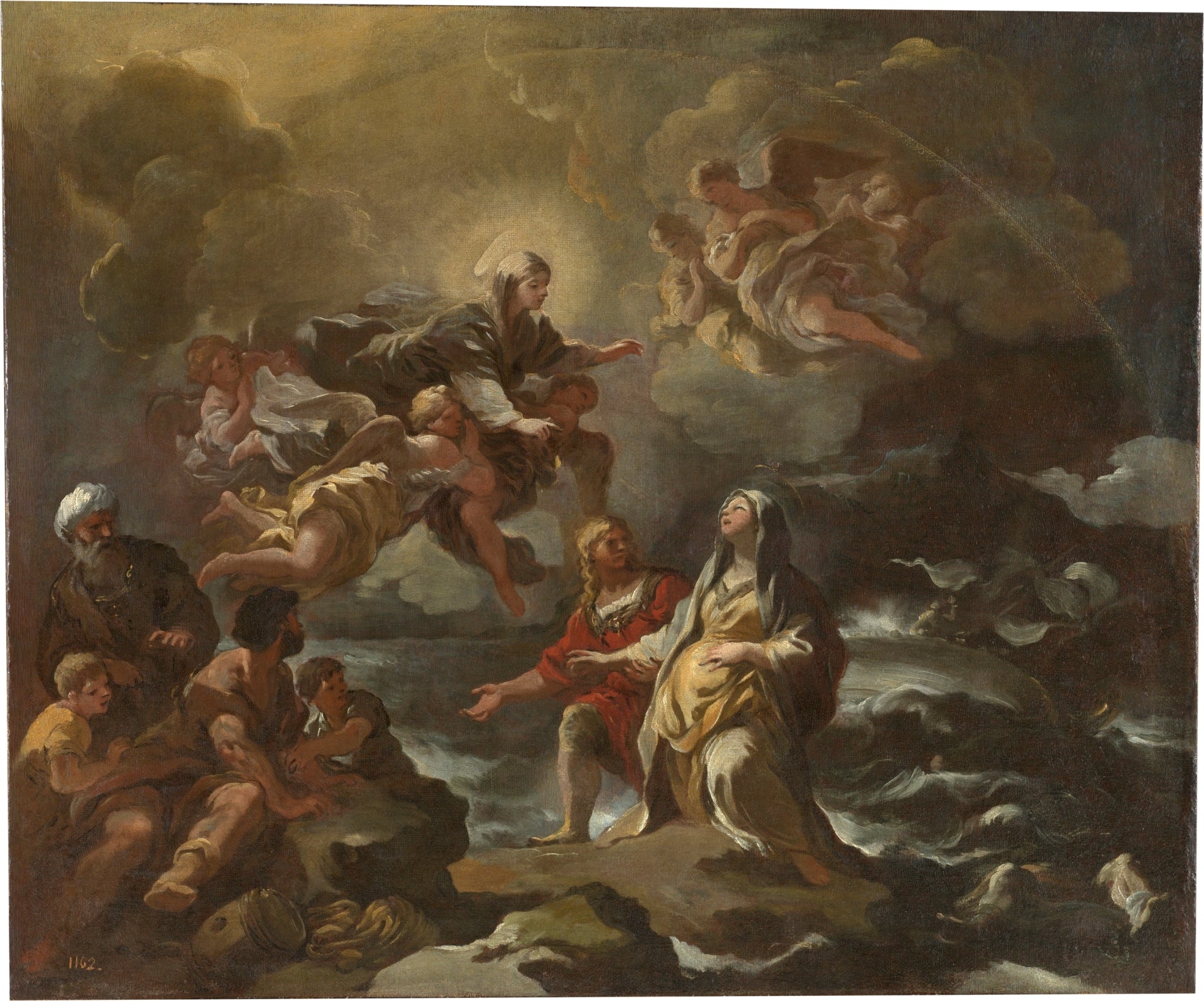 Sainte Brigitte sauvée d'un naufrage par la Vierge Marie - Luca Giordano image 1 copie de tableau peinte à la main