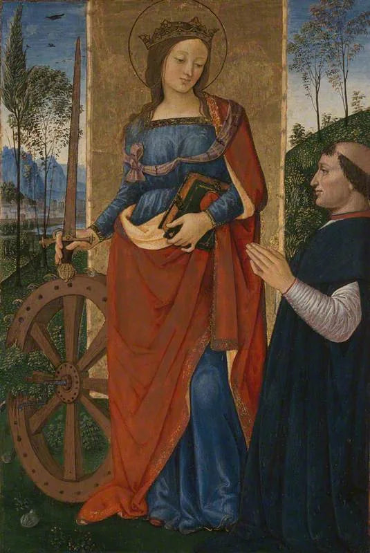 Sainte Catherine d'Alexandrie avec un donateur - Pinturicchio image 1 copie peinte à la main à l’huile