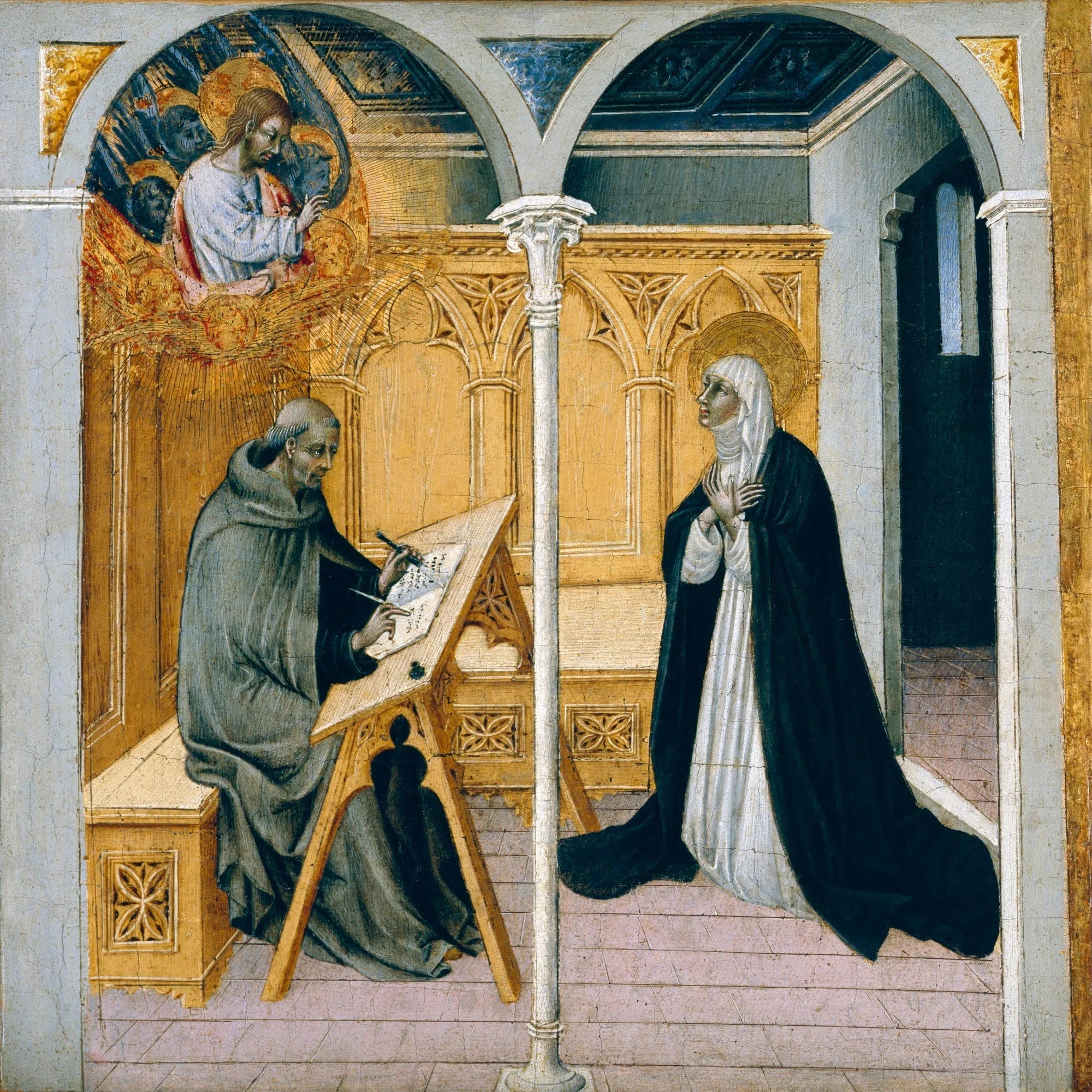 Sainte Catherine de Sienne dictant ses dialogues - Giovanni di Paolo image 1 reproduction d’œuvre d’art à l’huile