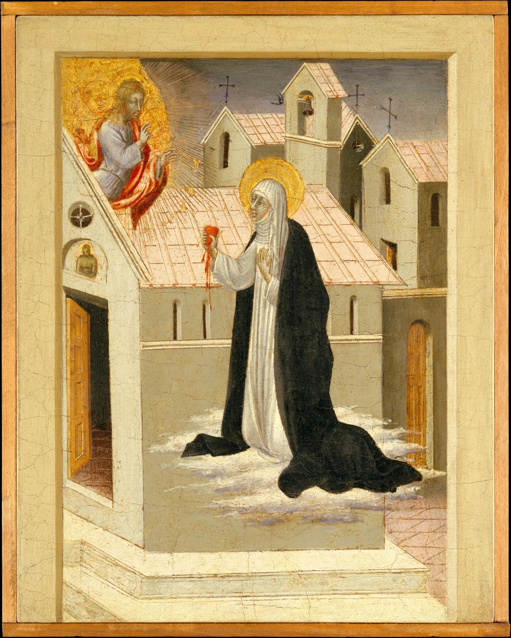 Sainte Catherine de Sienne échange son cœur avec Jésus-Christ - Giovanni di Paolo image 1 reproduction réalisée par Alpha Reproduction