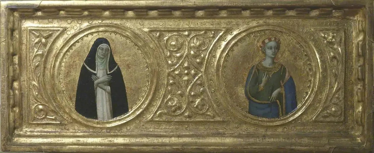Sainte Catherine de Sienne et Sainte Cécile (prédelle, panneau de gauche) - Fra Angelico image 1 copie peinte à la main à l’huile