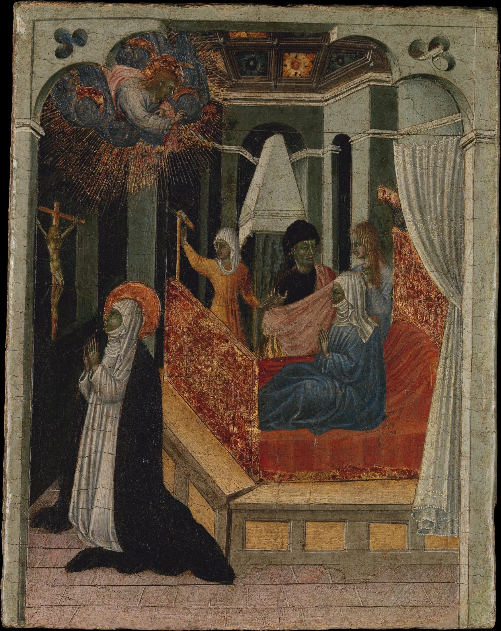 Sainte Catherine de Sienne suppliant le Christ de ressusciter sa mère - Giovanni di Paolo image 1 reproduction de peinture à l’huile