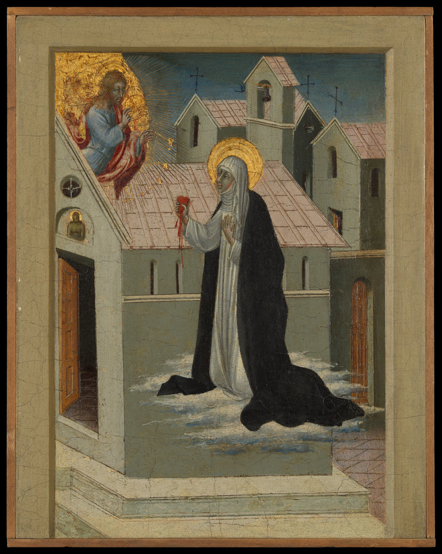 Sainte Catherine de Sienne échange son cœur avec Jésus-Christ - Giovanni di Paolo (Giovanni di Paolo di Grazia)