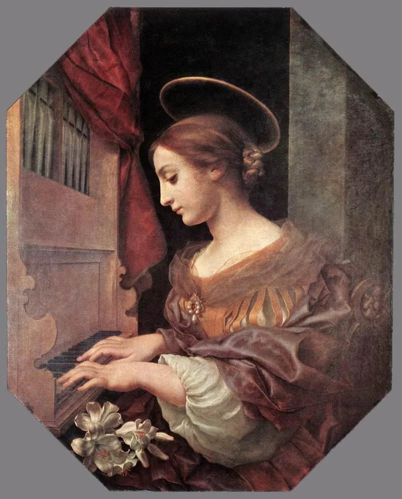 Sainte Cécile à l'orgue. - Carlo Dolci image 1 tableau peint à l’huile sur toile