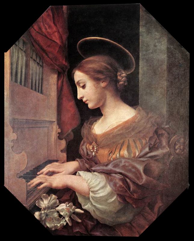 Sainte Cécile à l'orgue - Carlo Dolci image 1 reproduction artisanale de tableau