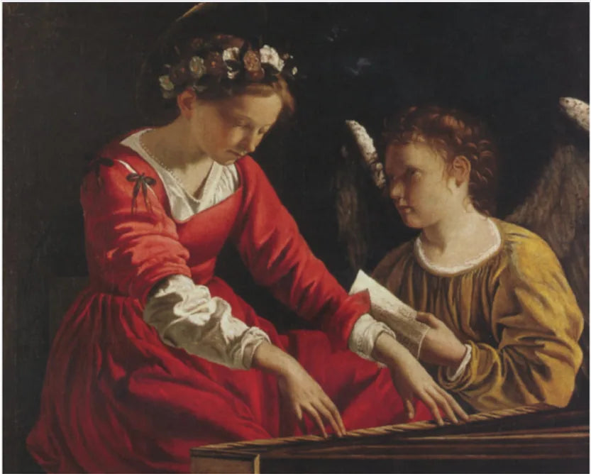 Sainte Cécile avec un ange jouant de la filière - Orazio Gentileschi image 1 reproduction de peinture à l’huile