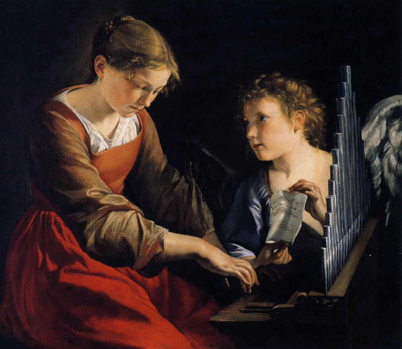 Sainte Cécile avec un ange - Orazio Gentileschi image 1 reproduction réalisée par Alpha Reproduction