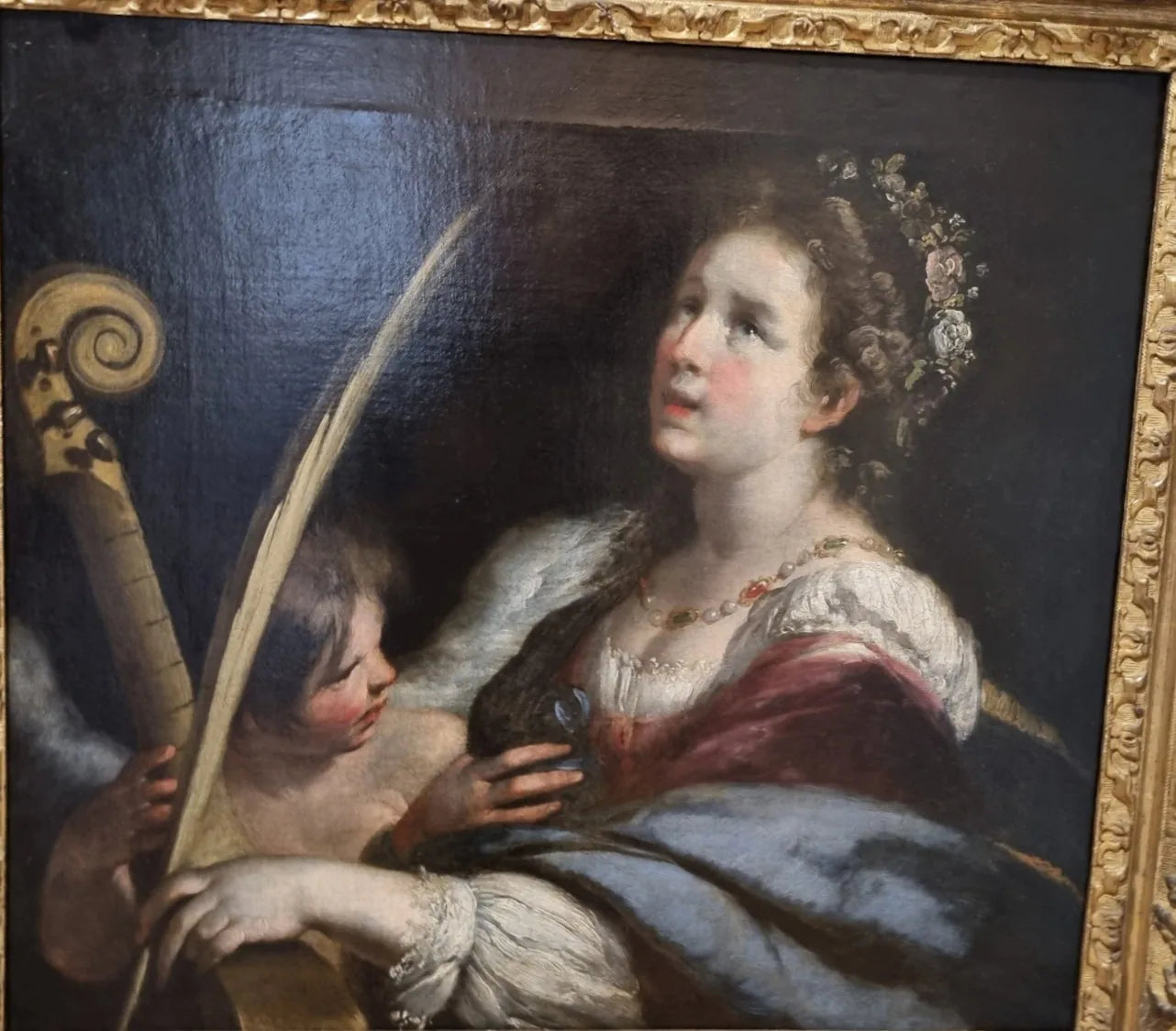 Sainte Cécile et l'ange - Bernardo Strozzi image 1 copie peinte à la main à l’huile