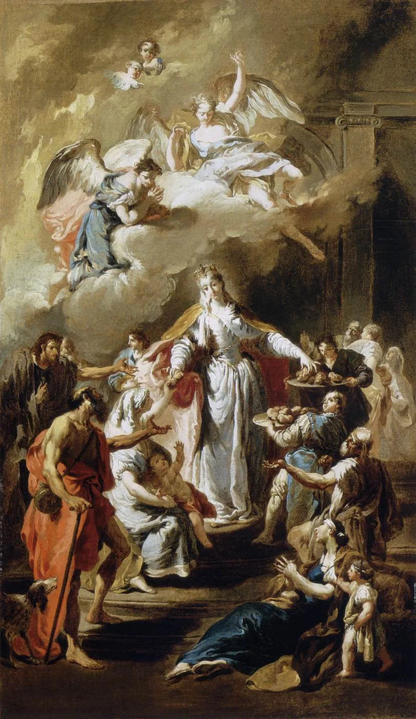 Sainte Elisabeth de Hongrie qui distribue l'aumône - Giovanni Battista Pittoni image 1 reproduction artisanale de tableau