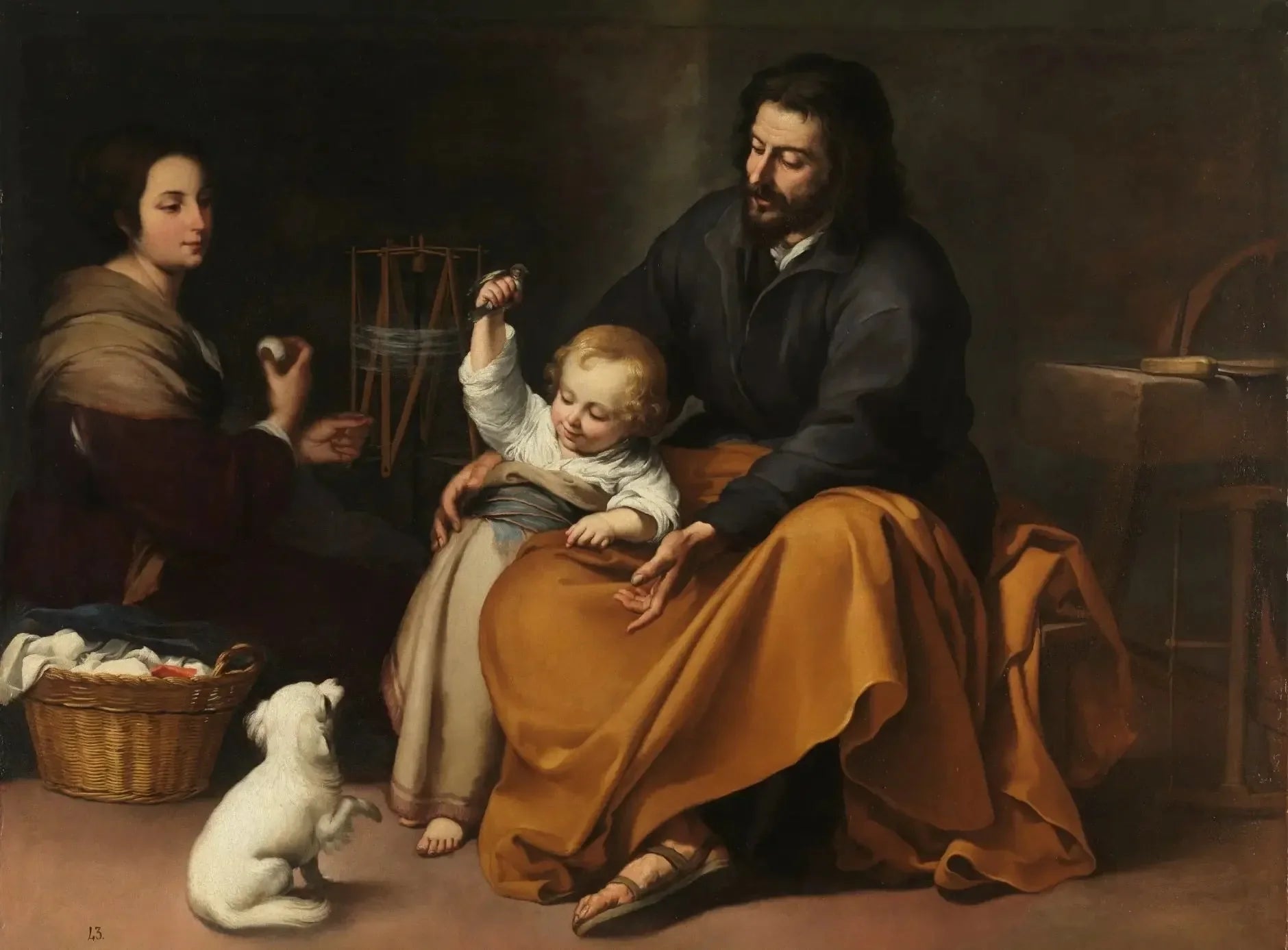 Sainte Famille au petit oiseau - Bartolomé Esteban Murillo image 1 reproduction artisanale de tableau