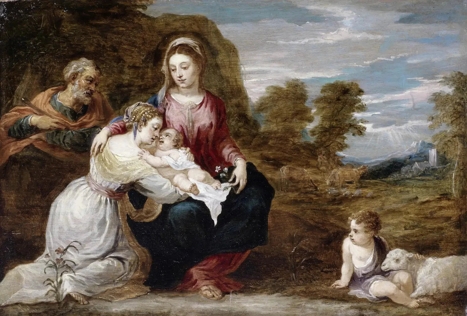 Sainte Famille avec sainte Élisabeth et saint Jean enfant - David Teniers le Jeune image 1 copie de tableau peinte à la main