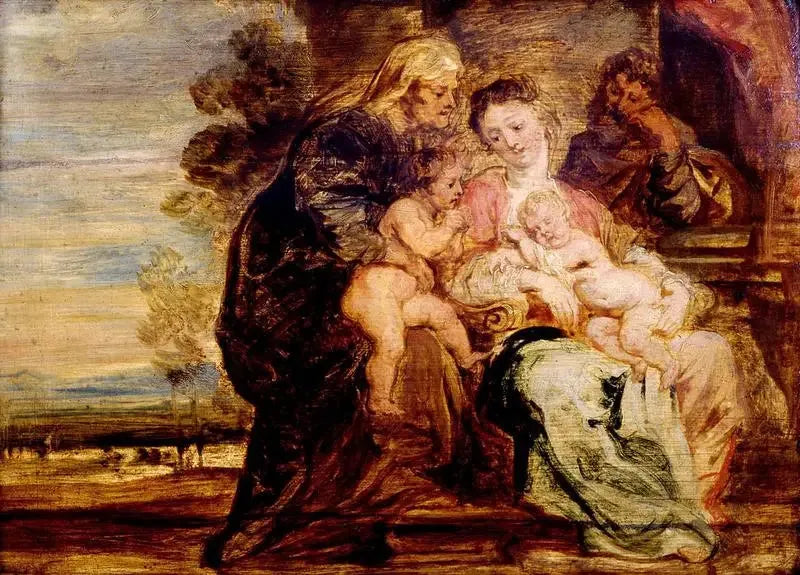 Sainte famille avec sainte Elisabeth et saint Jean - Peter Paul Rubens image 1 reproduction artisanale de tableau