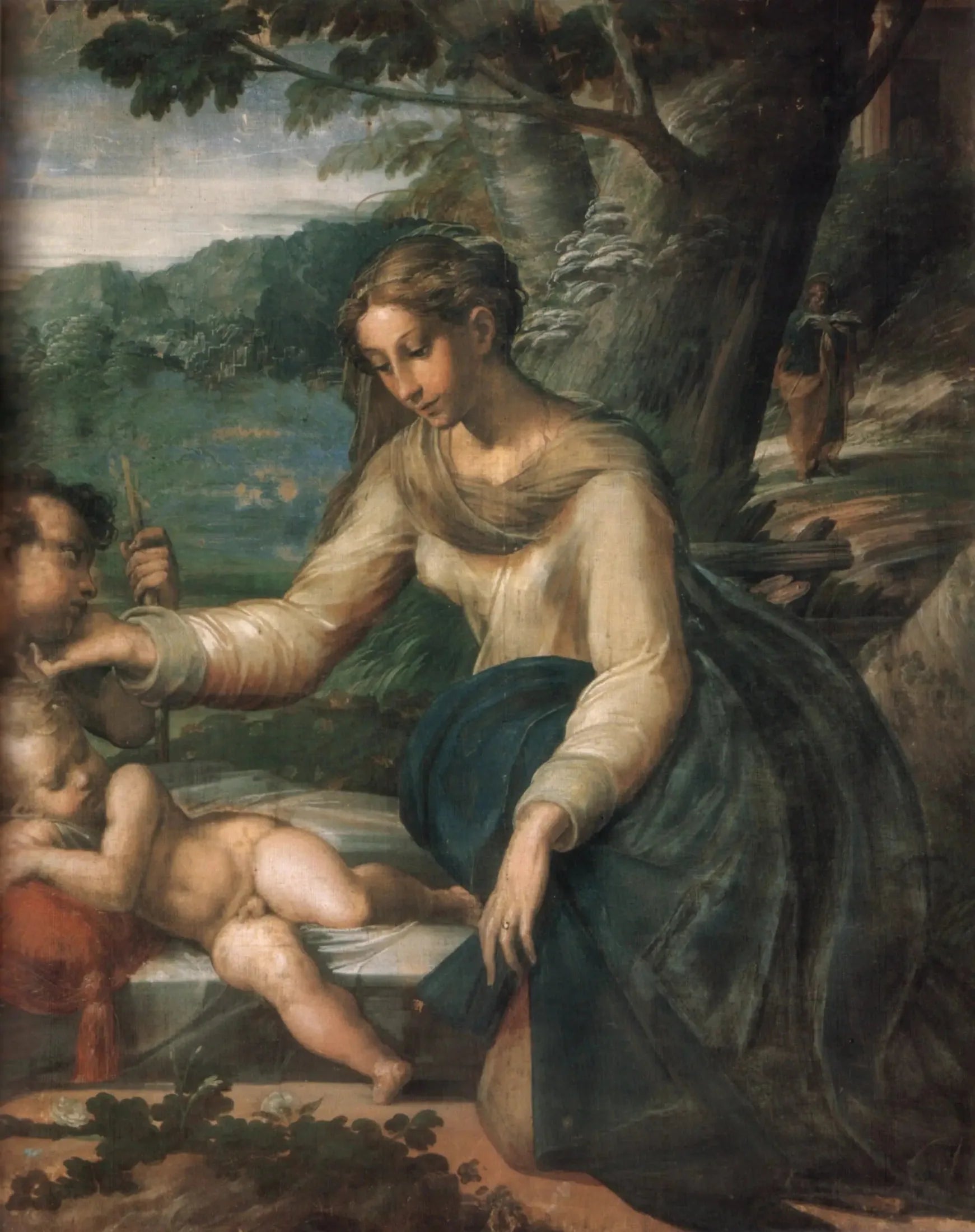 Sainte Famille avec le petit saint Jean - Parmigianino image 1 reproduction de peinture à l’huile
