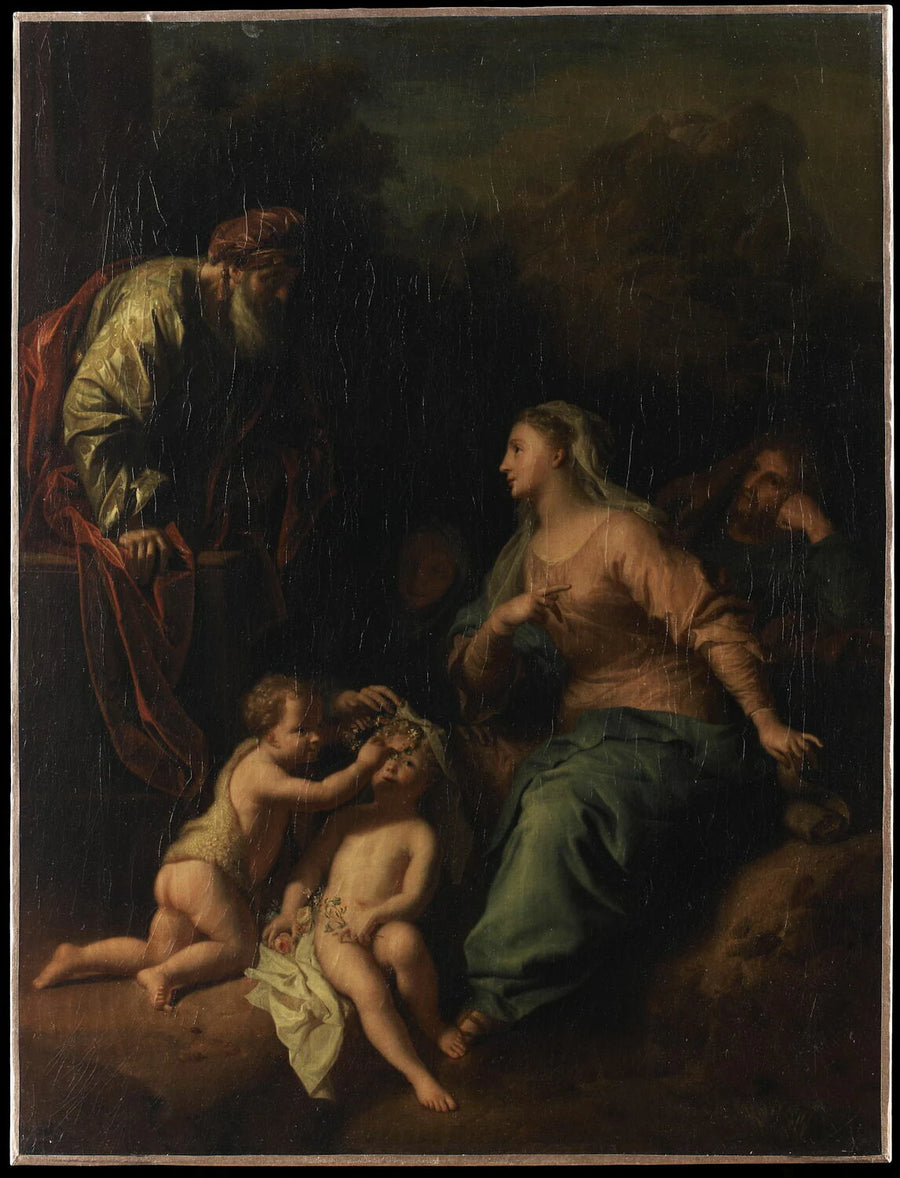 La Sainte Famille avec les parents de la Vierge (sainte Anne et saint Joachim) et le petit saint Jean-Baptiste enfant - Hendrick van Limborch
