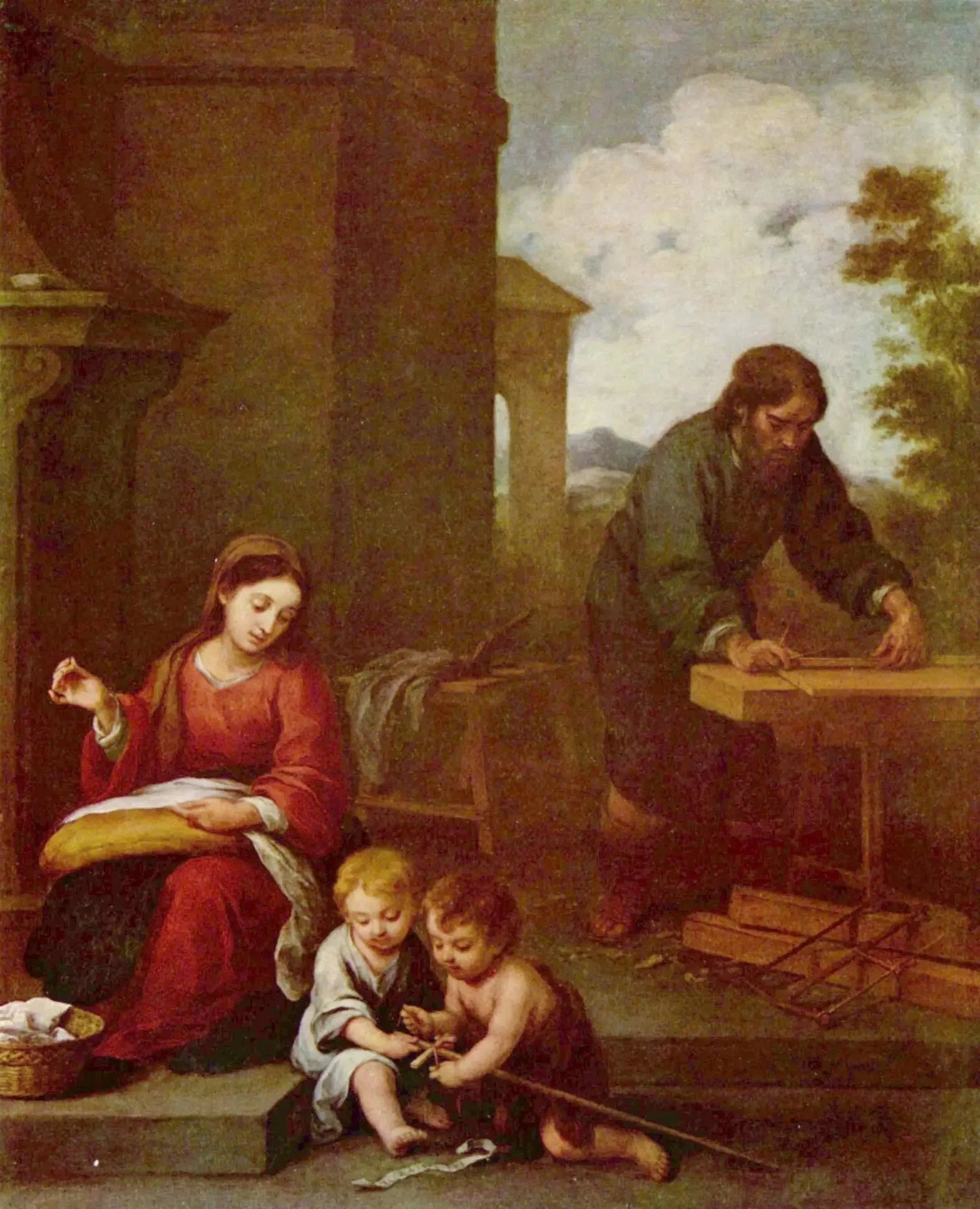 Sainte Famille avec saint Jean-Baptiste - Bartolomé Esteban Murillo image 1 reproduction artisanale de tableau