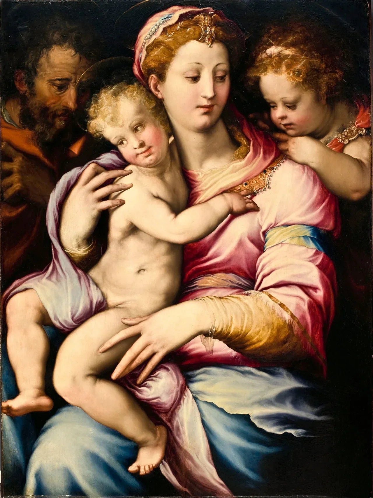 Sainte Famille avec saint Jean Baptiste - Francesco Salviati image 1 copie de tableau peinte à la main